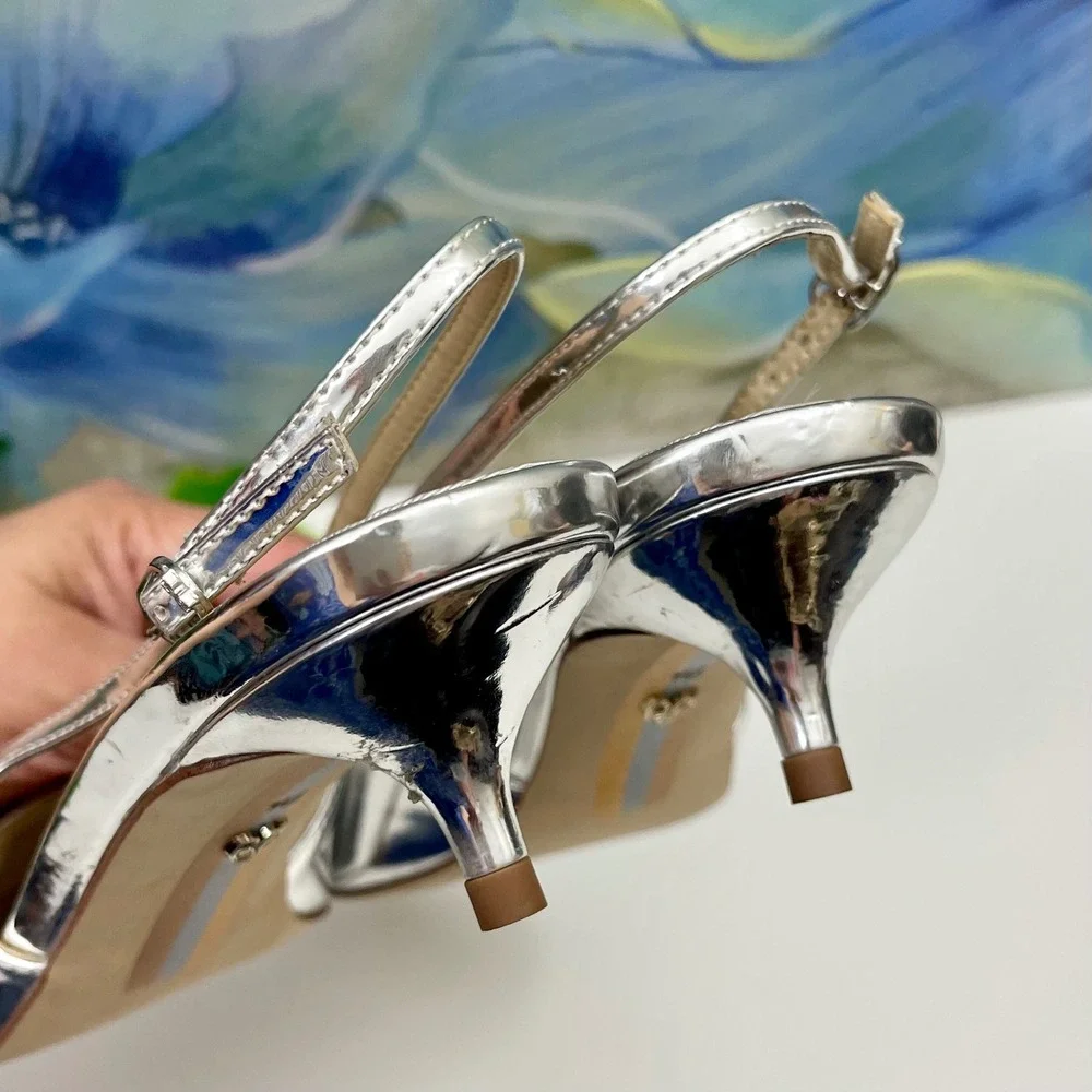 Sam Edelman Fitzgerald Kitten Heels in Silver Size 7.5 - Picture 9 of 12